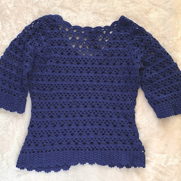 NWOT Inc Royal Blue Crochet Sweater Size Small - Picture 4 of 5
